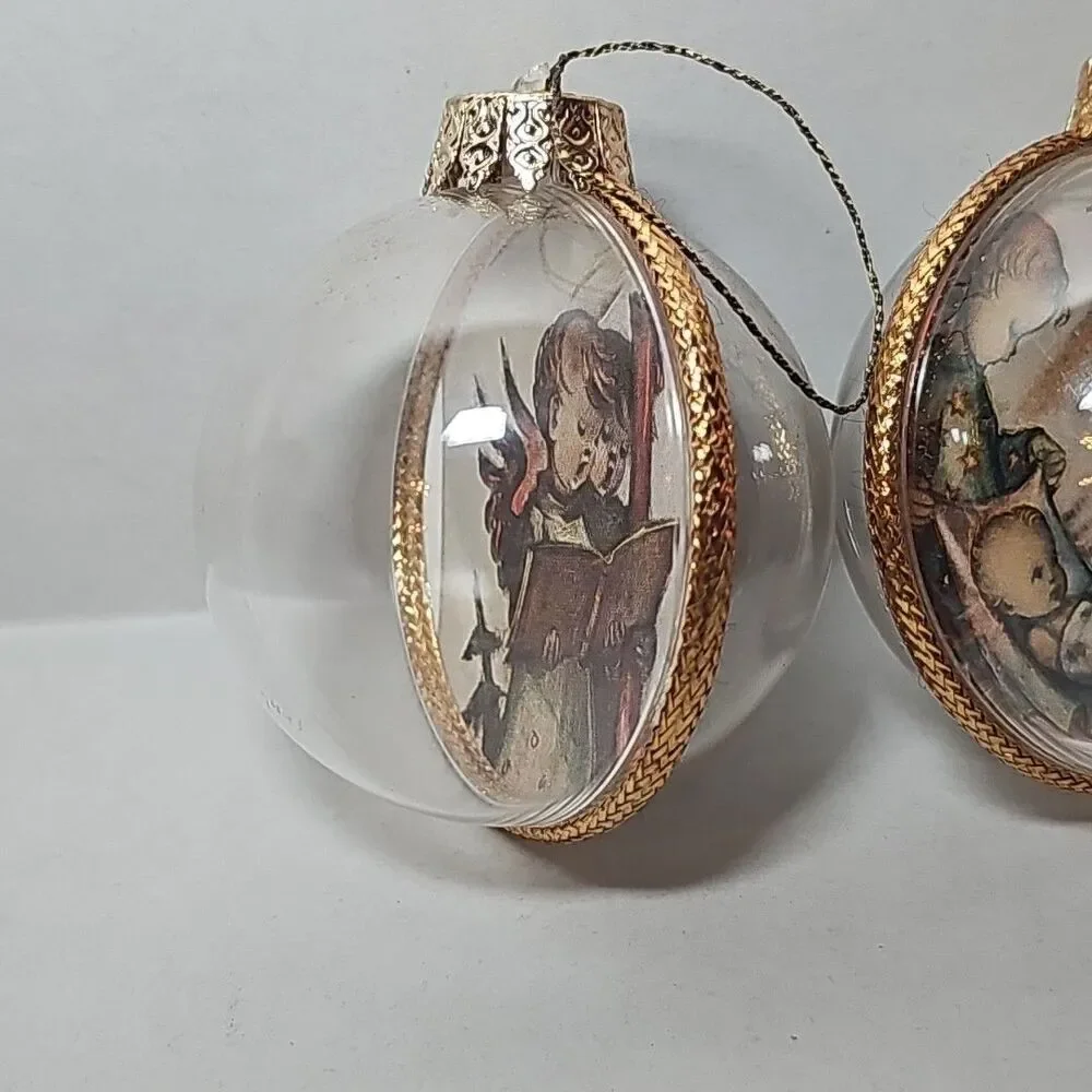 Vintage Germany Joseph Mueller Christmas Ornaments 2 Sided Set Of 3